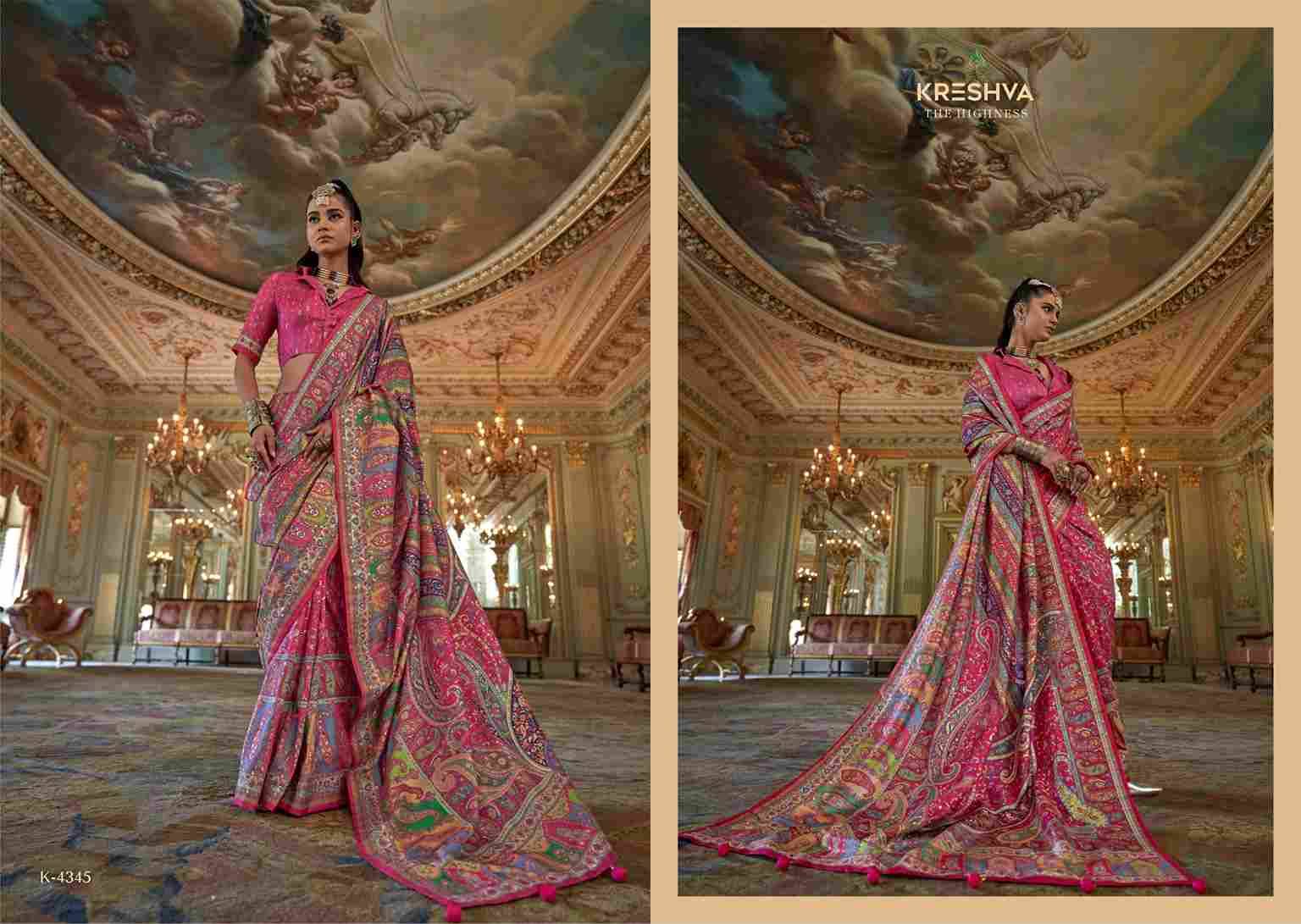 Rani-Mahal By Kreshva 4336 To 4347 Series Indian Traditional Wear Collection Beautiful Stylish Fancy Colorful Party Wear & Occasional Wear Tussar Silk Sarees At Wholesale Price