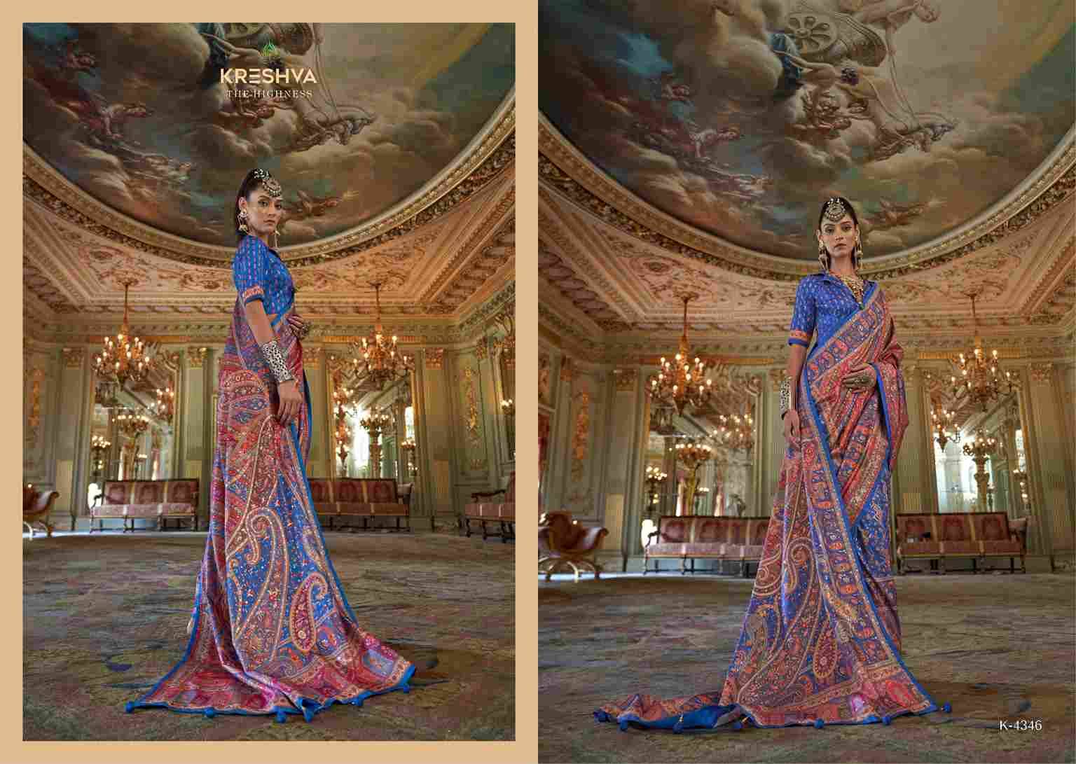 Rani-Mahal By Kreshva 4336 To 4347 Series Indian Traditional Wear Collection Beautiful Stylish Fancy Colorful Party Wear & Occasional Wear Tussar Silk Sarees At Wholesale Price