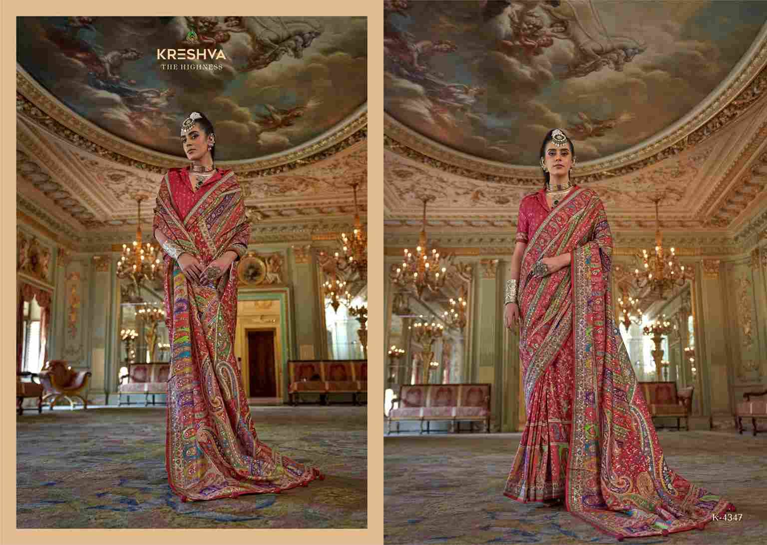 Rani-Mahal By Kreshva 4336 To 4347 Series Indian Traditional Wear Collection Beautiful Stylish Fancy Colorful Party Wear & Occasional Wear Tussar Silk Sarees At Wholesale Price