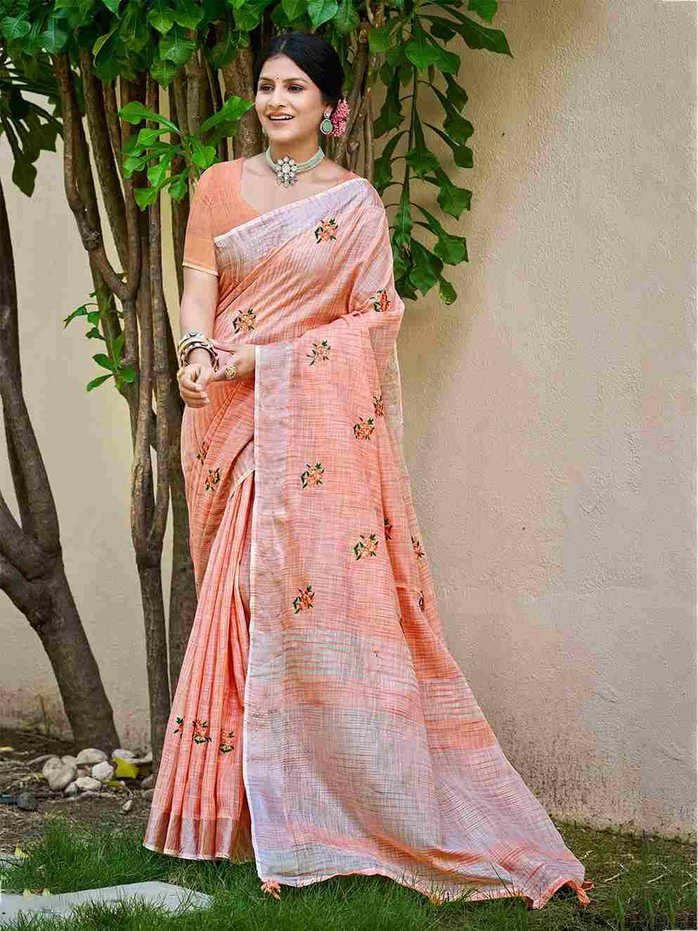 Feeling By Fashid Wholesale 101 To 106 Series Indian Traditional Wear Collection Beautiful Stylish Fancy Colorful Party Wear & Occasional Wear Linen Sarees At Wholesale Price