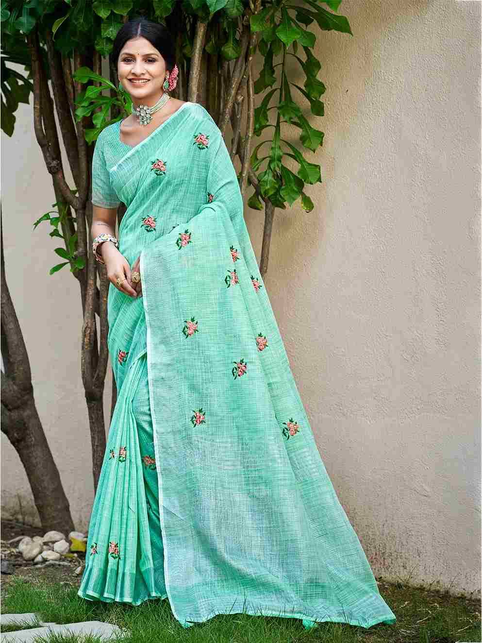 Feeling By Fashid Wholesale 101 To 106 Series Indian Traditional Wear Collection Beautiful Stylish Fancy Colorful Party Wear & Occasional Wear Linen Sarees At Wholesale Price