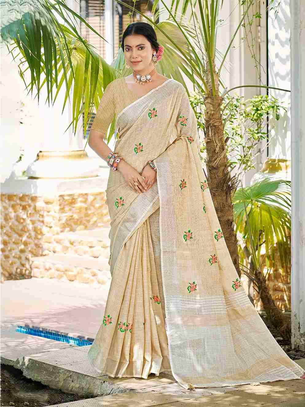 Feeling By Fashid Wholesale 101 To 106 Series Indian Traditional Wear Collection Beautiful Stylish Fancy Colorful Party Wear & Occasional Wear Linen Sarees At Wholesale Price