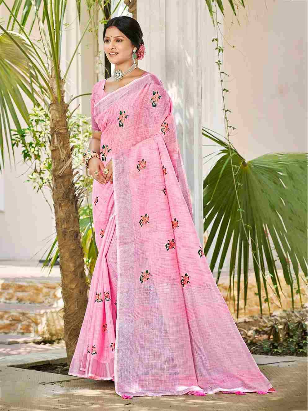 Feeling By Fashid Wholesale 101 To 106 Series Indian Traditional Wear Collection Beautiful Stylish Fancy Colorful Party Wear & Occasional Wear Linen Sarees At Wholesale Price