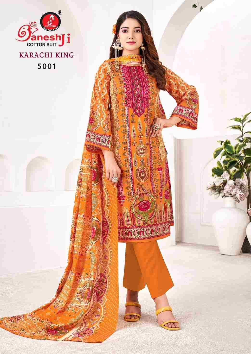 Karachi King Vol-5 By Ganeshji 5001 To 5008 Series Beautiful Festive Suits Stylish Fancy Colorful Party Wear & Occasional Wear Pure Cotton Dresses At Wholesale Price