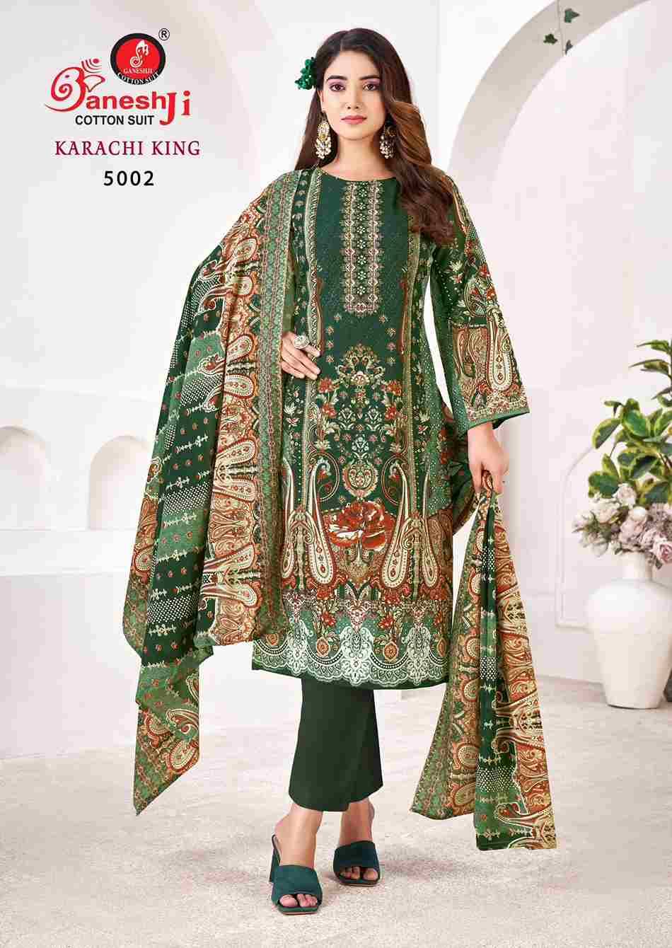 Karachi King Vol-5 By Ganeshji 5001 To 5008 Series Beautiful Festive Suits Stylish Fancy Colorful Party Wear & Occasional Wear Pure Cotton Dresses At Wholesale Price
