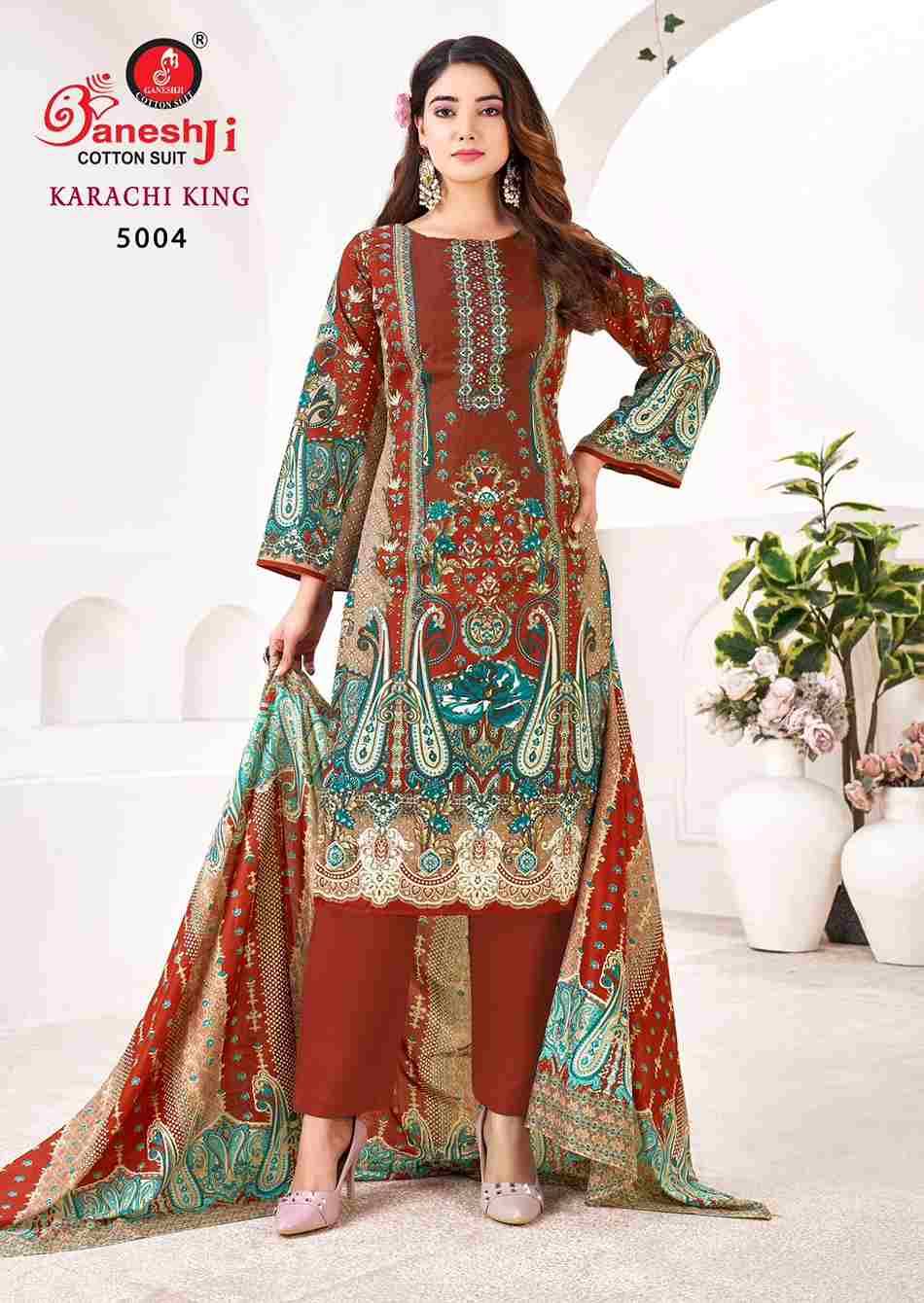 Karachi King Vol-5 By Ganeshji 5001 To 5008 Series Beautiful Festive Suits Stylish Fancy Colorful Party Wear & Occasional Wear Pure Cotton Dresses At Wholesale Price