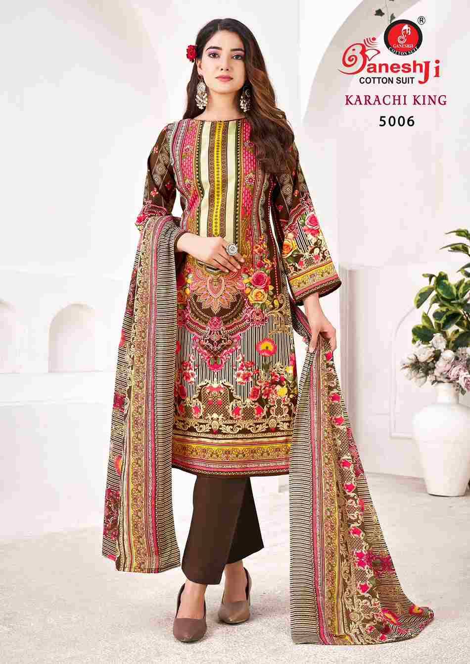 Karachi King Vol-5 By Ganeshji 5001 To 5008 Series Beautiful Festive Suits Stylish Fancy Colorful Party Wear & Occasional Wear Pure Cotton Dresses At Wholesale Price