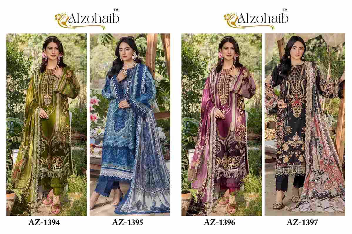 Aalsha Vol-2 By Alzohaib 1394 To 1397 Series Beautiful Pakistani Suits Stylish Fancy Colorful Party Wear & Occasional Wear Pure Cotton Print Dresses At Wholesale Price