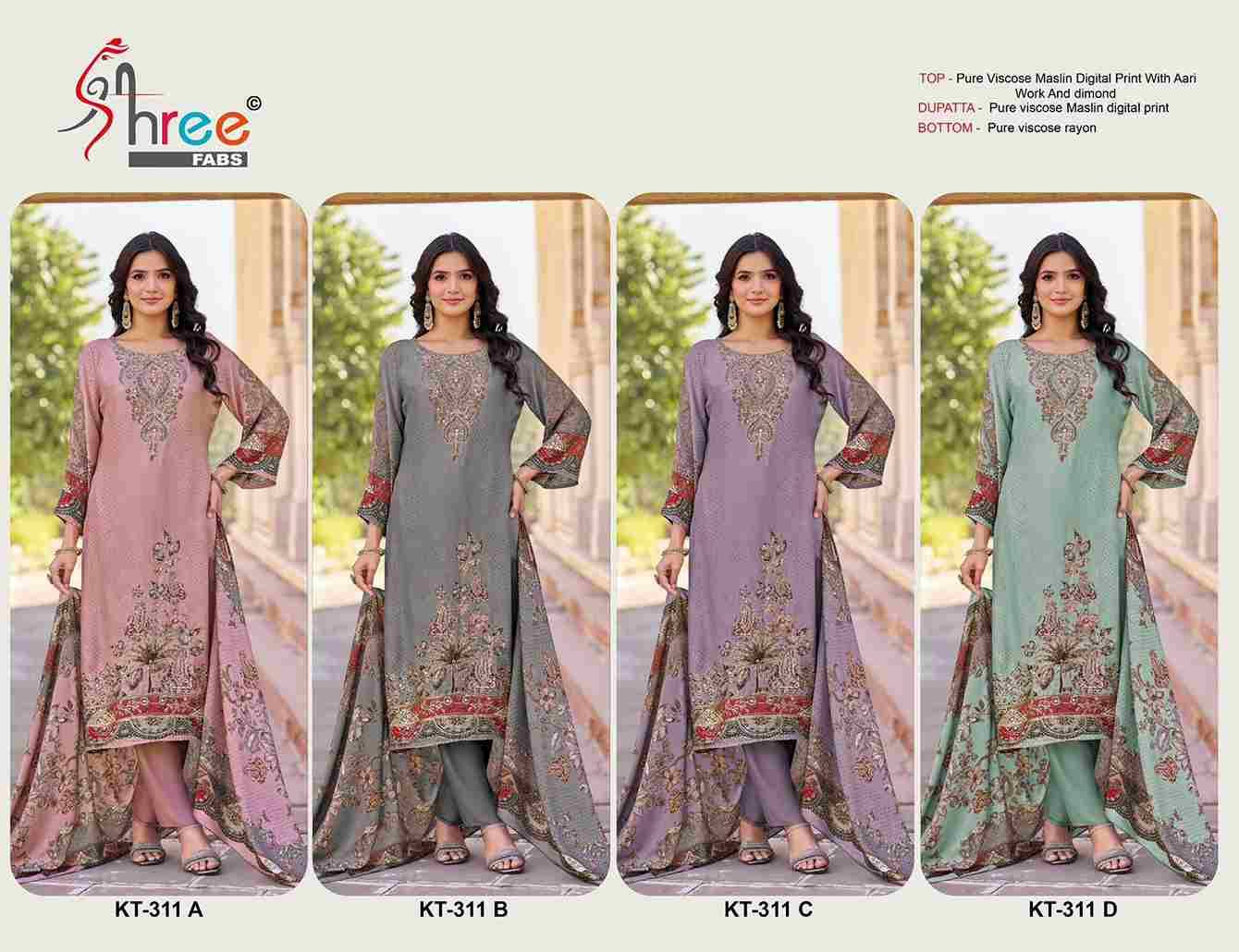 Shree Fabs Hit Design KT-311 Colours By Shree Fabs KT-311-A To KT-311-D Series Designer Pakistani Suits Beautiful Fancy Stylish Colorful Party Wear & Occasional Wear Pure Viscose Muslin Embroidery Dresses At Wholesale Price