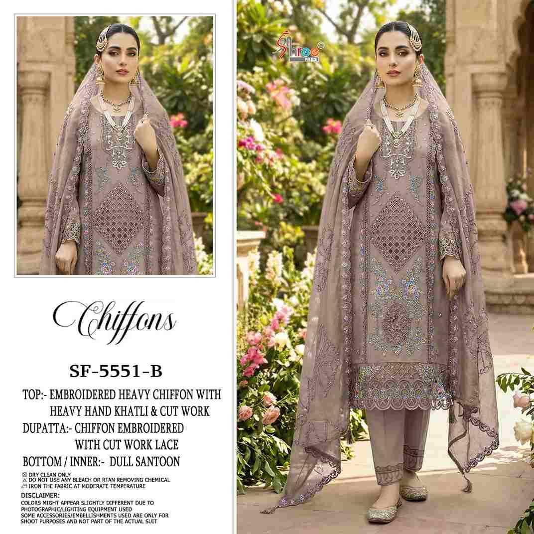 Shree Fabs Hit Design SF-5551 Colours By Shree Fabs SF-5551-A To SF-5551-D Series Beautiful Stylish Pakistani Suits Fancy Colorful Casual Wear & Ethnic Wear & Ready To Wear Chiffon Embroidery Dresses At Wholesale Price