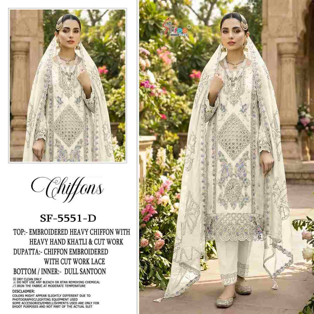 Shree Fabs Hit Design SF-5551 Colours By Shree Fabs SF-5551-A To SF-5551-D Series Beautiful Stylish Pakistani Suits Fancy Colorful Casual Wear & Ethnic Wear & Ready To Wear Chiffon Embroidery Dresses At Wholesale Price