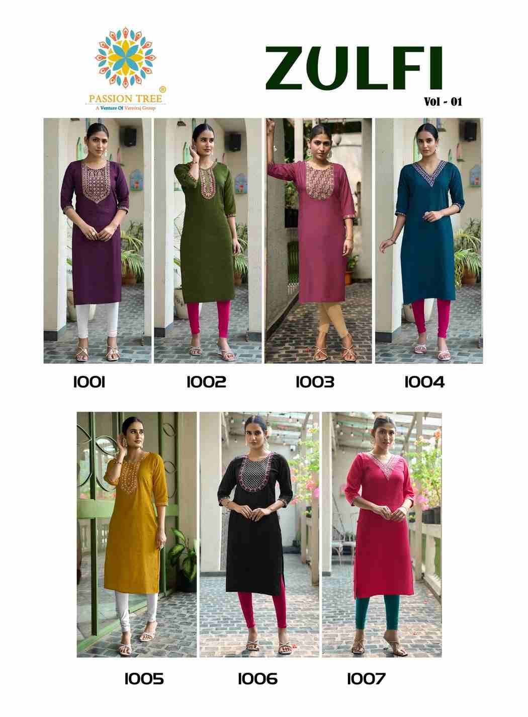 Zulfi Vol-1 By Passion Tree 1001 To 1007 Series Designer Stylish Fancy Colorful Beautiful Party Wear & Ethnic Wear Collection Vatican Kurtis At Wholesale Price