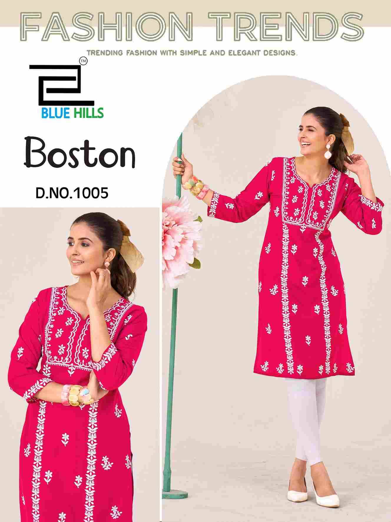 Boston By Blue Hills 1001 To 1006 Series Designer Stylish Fancy Colorful Beautiful Party Wear & Ethnic Wear Collection Rayon Kurtis At Wholesale Price