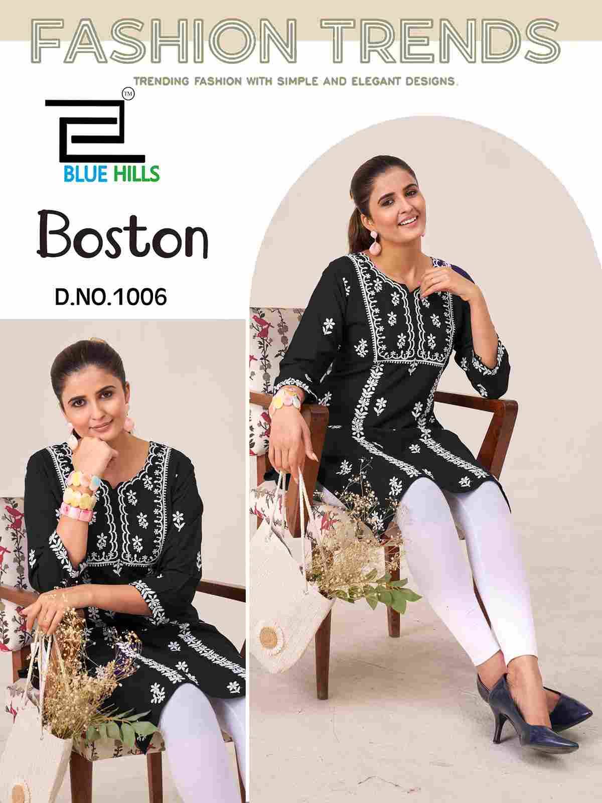 Boston By Blue Hills 1001 To 1006 Series Designer Stylish Fancy Colorful Beautiful Party Wear & Ethnic Wear Collection Rayon Kurtis At Wholesale Price