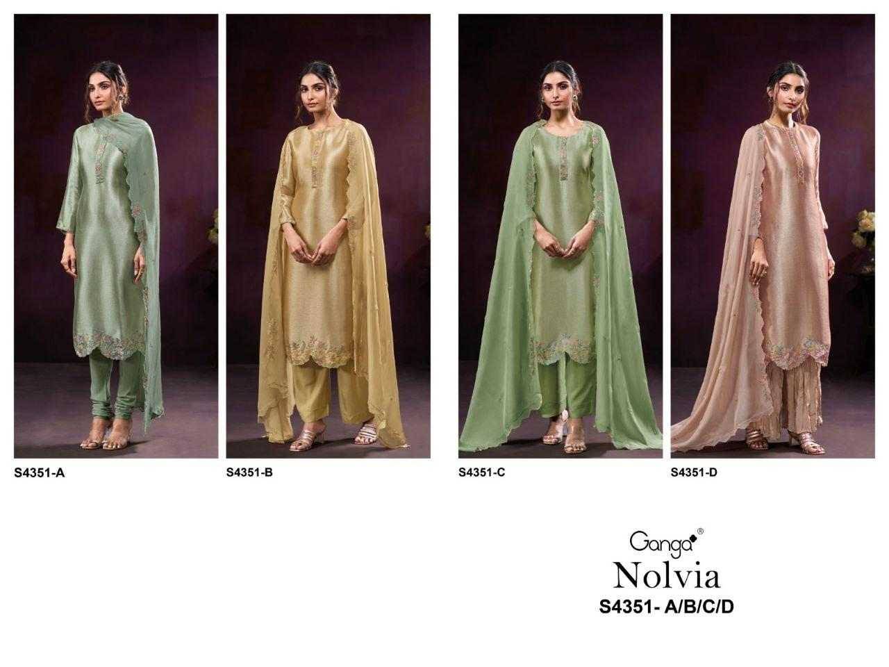 Nolvia-4351 By Ganga Fashion 4351-A To 4351-D Series Beautiful Festive Suits Stylish Colorful Fancy Casual Wear & Ethnic Wear Premium Bemberg Silk Print Dresses At Wholesale Price