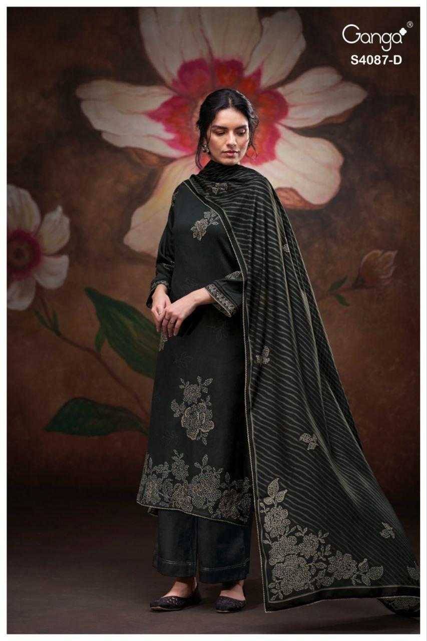 Jaashvi-4087 By Ganga Fashion 4087-A To 4087-D Series Beautiful Festive Suits Colorful Stylish Fancy Casual Wear & Ethnic Wear Pure Cotton Satin Dresses At Wholesale Price