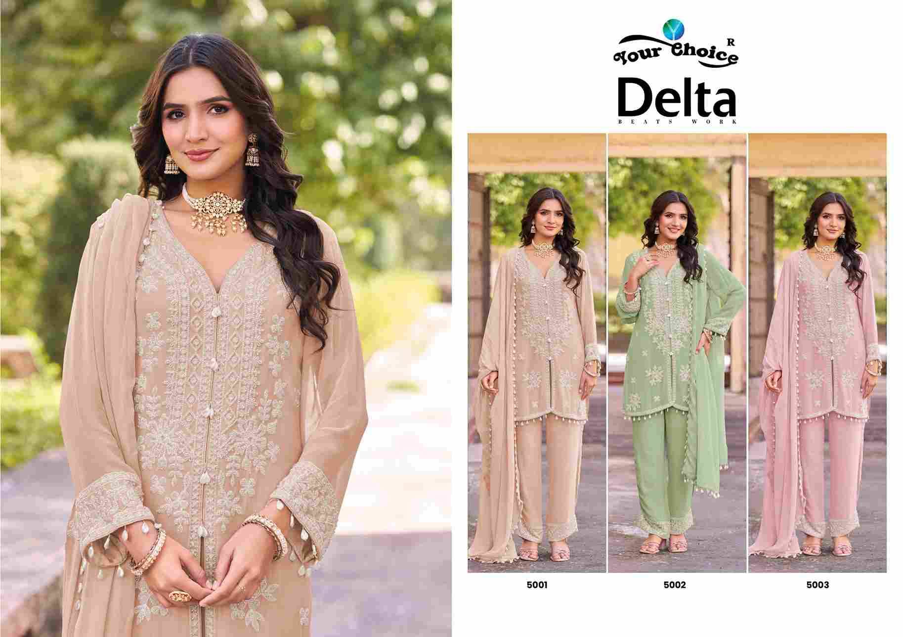 Delta By Your Choice 5001 To 5003 Series Beautiful Festive Suits Colorful Stylish Fancy Casual Wear & Ethnic Wear Chinnon Dresses At Wholesale Price