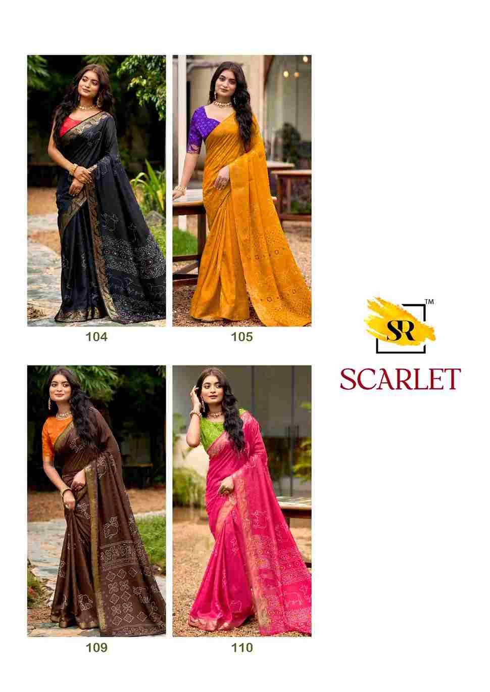 Scarlet By Sr 101 To 110 Series Indian Traditional Wear Collection Beautiful Stylish Fancy Colorful Party Wear & Occasional Wear Silk Sarees At Wholesale Price