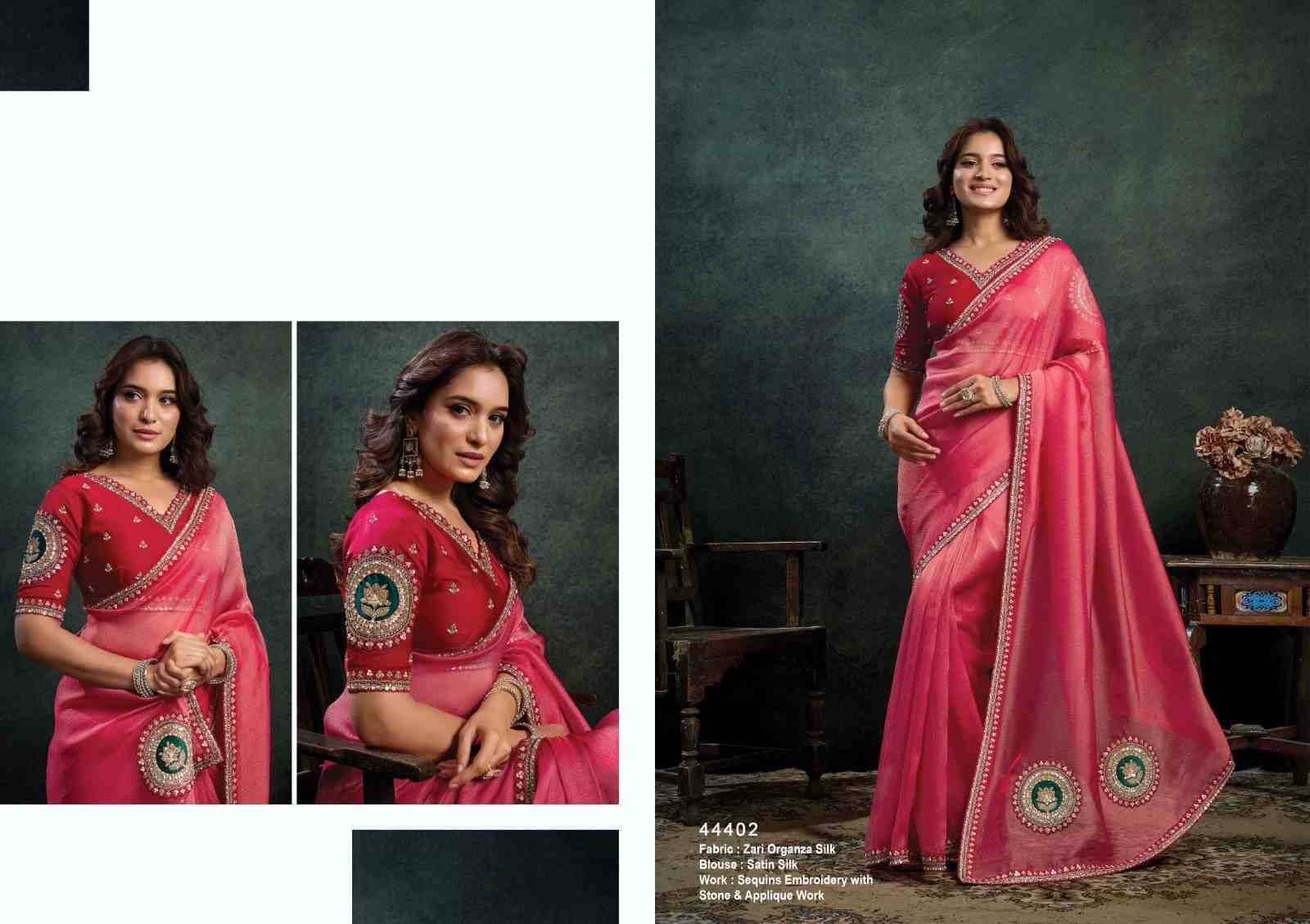 Rasika By Mahotsav Creation 44402 To 44418 Series Indian Traditional Wear Collection Beautiful Stylish Fancy Colorful Party Wear & Occasional Wear Pure Banarasi Crepe Silk Sarees At Wholesale Price