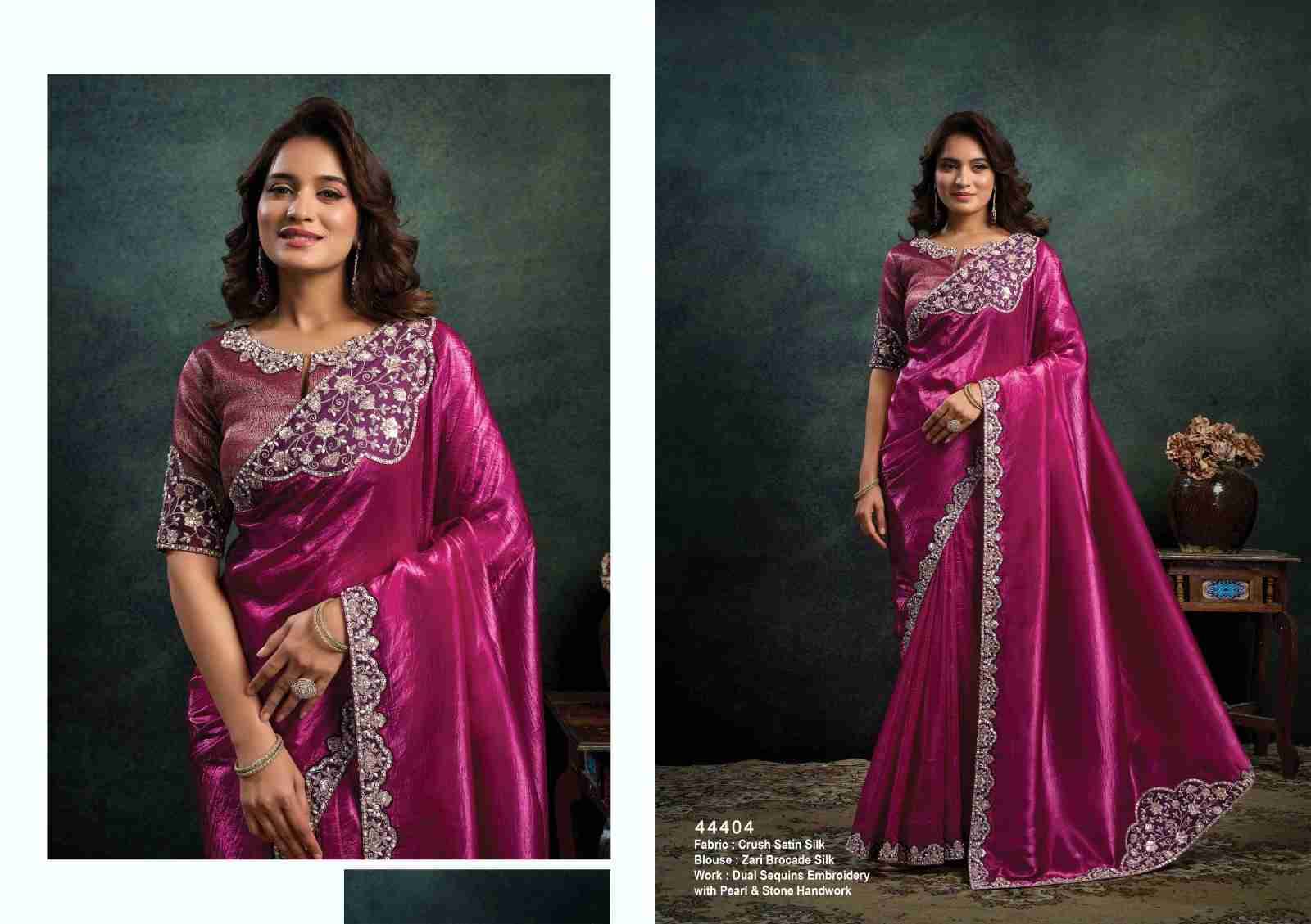 Rasika By Mahotsav Creation 44402 To 44418 Series Indian Traditional Wear Collection Beautiful Stylish Fancy Colorful Party Wear & Occasional Wear Pure Banarasi Crepe Silk Sarees At Wholesale Price