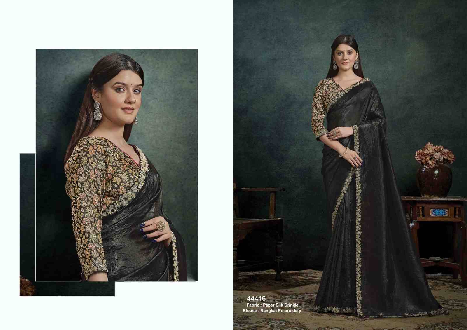 Rasika By Mahotsav Creation 44402 To 44418 Series Indian Traditional Wear Collection Beautiful Stylish Fancy Colorful Party Wear & Occasional Wear Pure Banarasi Crepe Silk Sarees At Wholesale Price