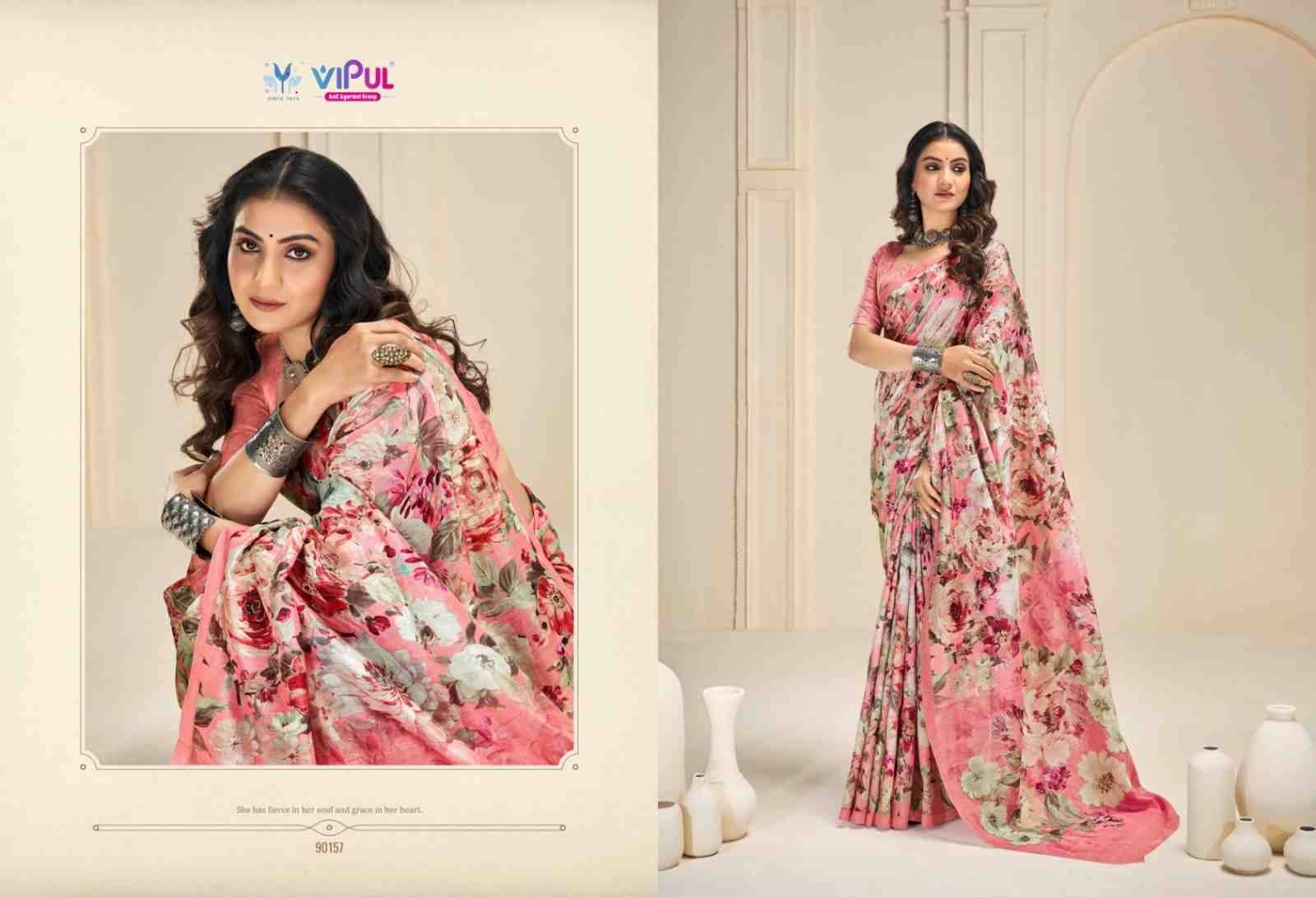 Khaadi Silk By Vipul Fashion 90153 To 90164 Series Indian Traditional Wear Collection Beautiful Stylish Fancy Colorful Party Wear & Occasional Wear Khadi Silk Sarees At Wholesale Price