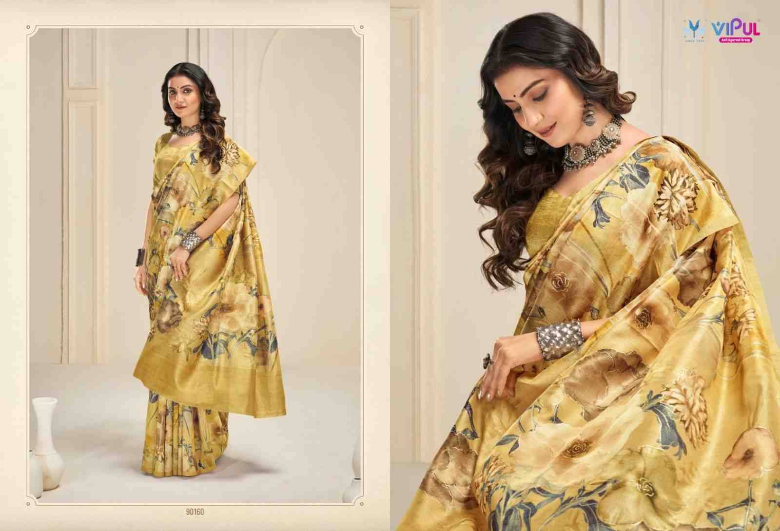 Khaadi Silk By Vipul Fashion 90153 To 90164 Series Indian Traditional Wear Collection Beautiful Stylish Fancy Colorful Party Wear & Occasional Wear Khadi Silk Sarees At Wholesale Price