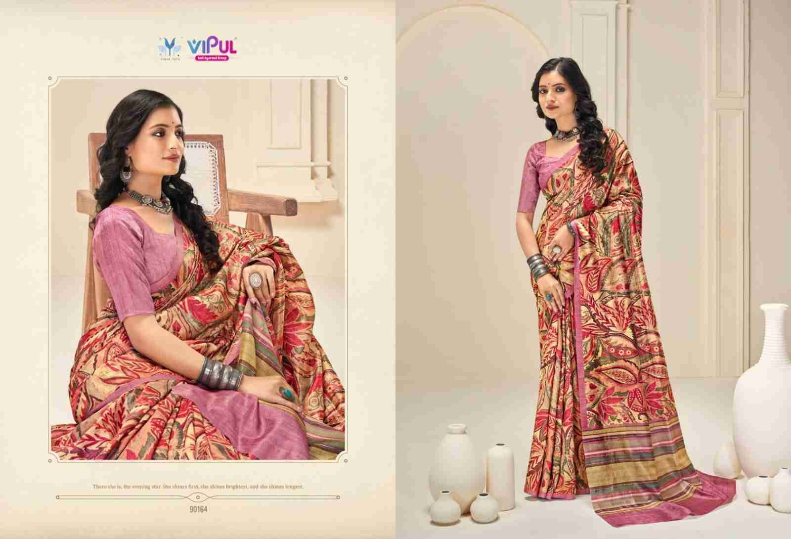 Khaadi Silk By Vipul Fashion 90153 To 90164 Series Indian Traditional Wear Collection Beautiful Stylish Fancy Colorful Party Wear & Occasional Wear Khadi Silk Sarees At Wholesale Price