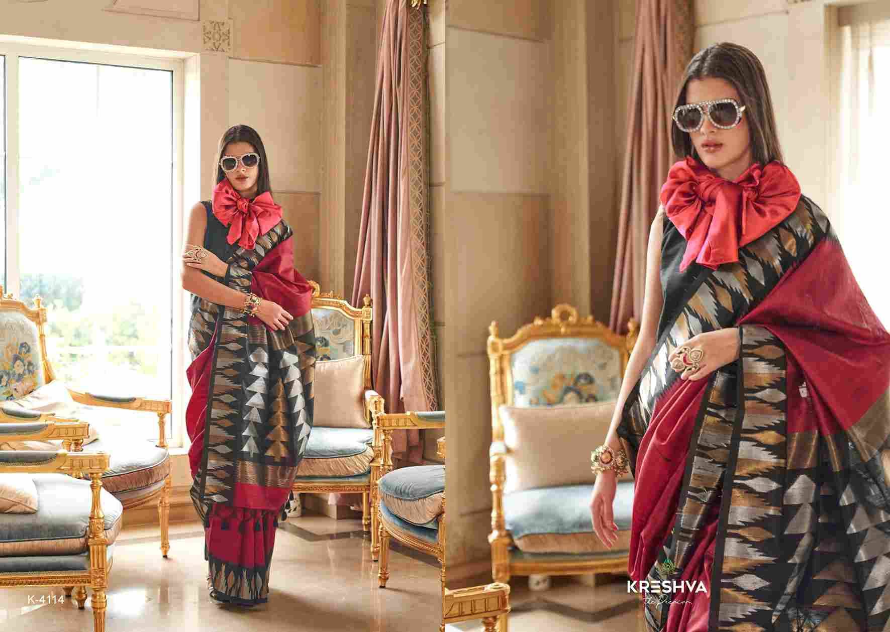 Kalatmak By Kreshva 4114 To 4221 Series Indian Traditional Wear Collection Beautiful Stylish Fancy Colorful Party Wear & Occasional Wear Pure Silk Sarees At Wholesale Price