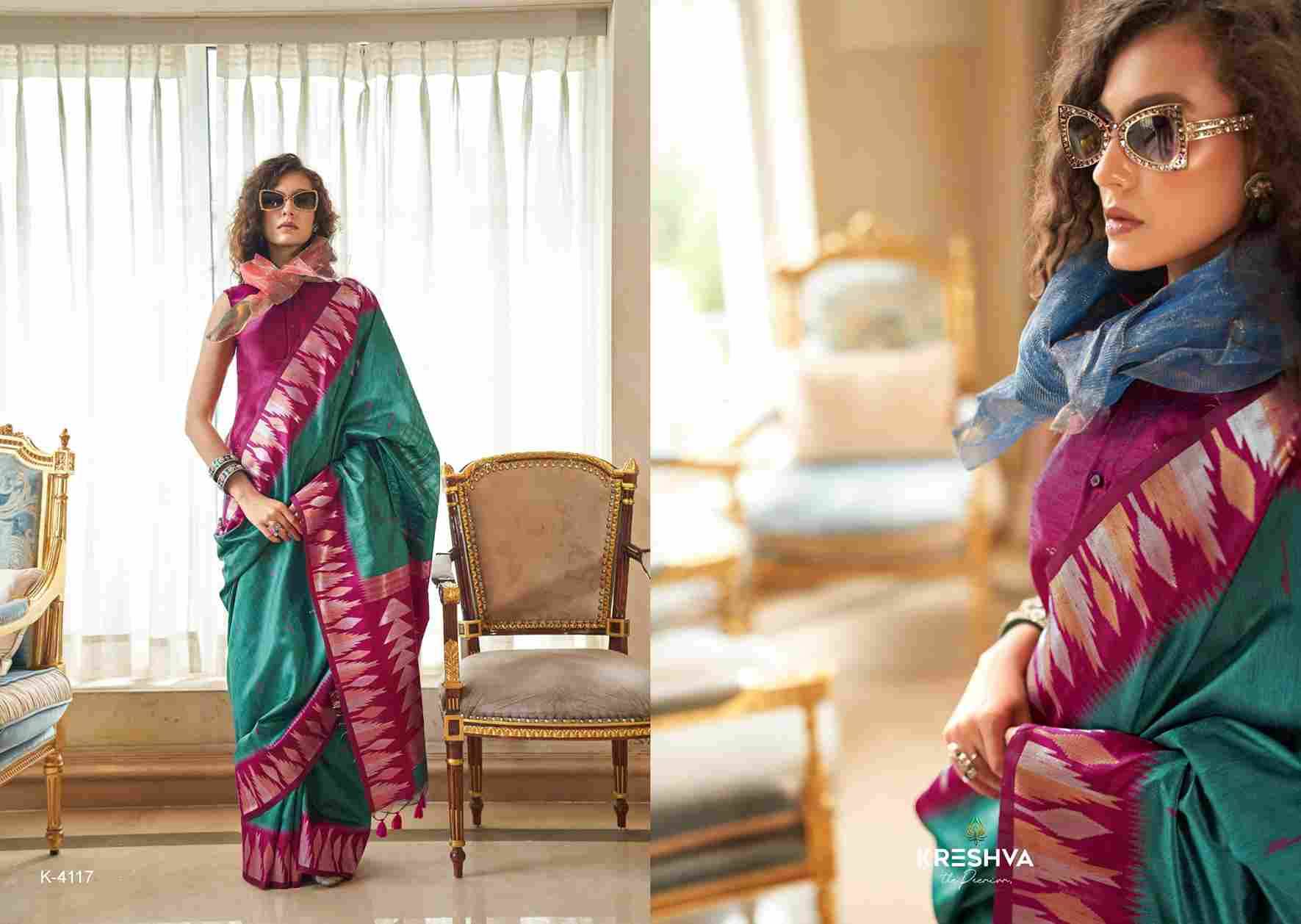 Kalatmak By Kreshva 4114 To 4221 Series Indian Traditional Wear Collection Beautiful Stylish Fancy Colorful Party Wear & Occasional Wear Pure Silk Sarees At Wholesale Price