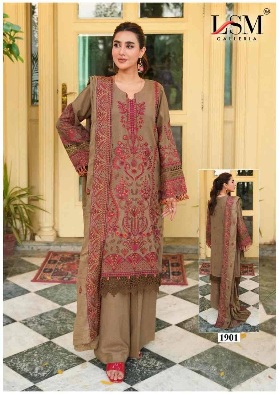 Parian Dream Vol-19 By Lsm Galleria 1901 To 1906 Series Beautiful Festive Suits Colorful Stylish Fancy Casual Wear & Ethnic Wear Pure Lawn Print With Work Dresses At Wholesale Price
