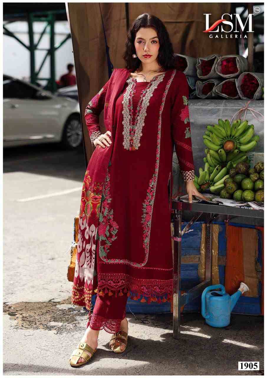 Parian Dream Vol-19 By Lsm Galleria 1901 To 1906 Series Beautiful Festive Suits Colorful Stylish Fancy Casual Wear & Ethnic Wear Pure Lawn Print With Work Dresses At Wholesale Price
