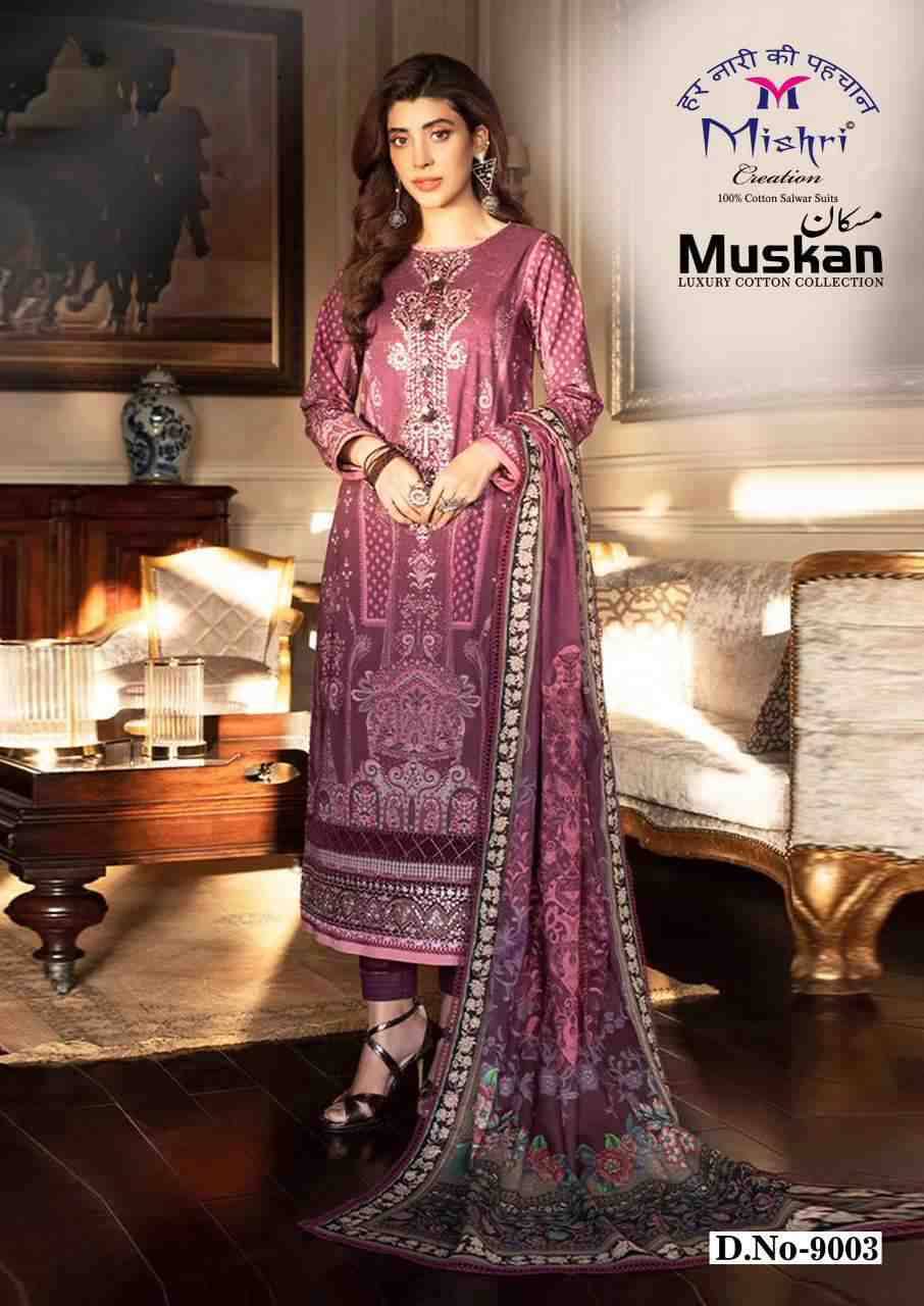 Muskan Vol-9 By Mishri 9001 To 9006 Series Beautiful Suits Colorful Stylish Fancy Casual Wear & Ethnic Wear Pure Cotton Embroidered Dresses At Wholesale Price