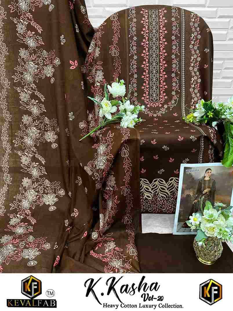 K.Kasha Vol-20 By Keval Fab 20001 To 20006 Series Beautiful Festive Suits Stylish Fancy Colorful Casual Wear & Ethnic Wear Heavy Pure Cotton Print Dresses At Wholesale Price