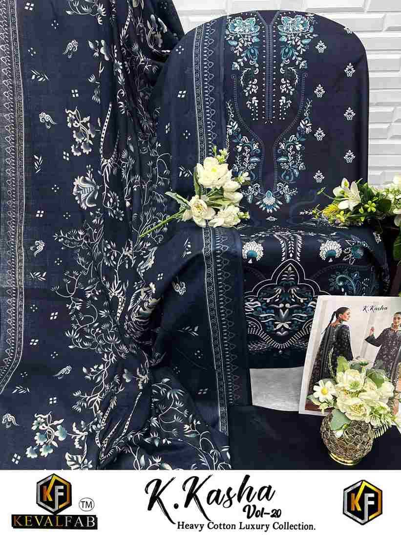 K.Kasha Vol-20 By Keval Fab 20001 To 20006 Series Beautiful Festive Suits Stylish Fancy Colorful Casual Wear & Ethnic Wear Heavy Pure Cotton Print Dresses At Wholesale Price