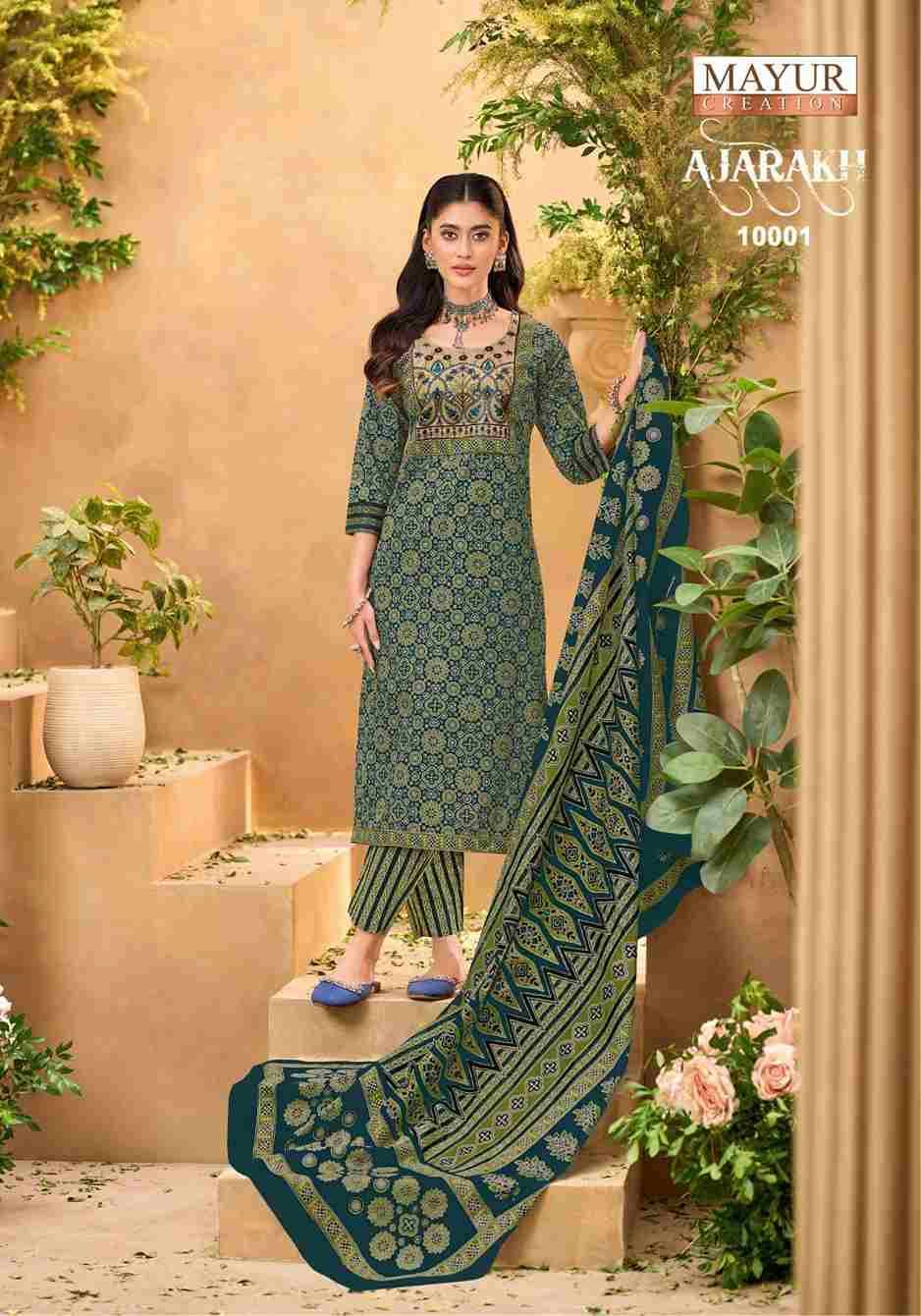 Ajarakh Vol-10 By Mayur Creation 10001 To 10010 Series Beautiful Festive Suits Stylish Fancy Colorful Casual Wear & Ethnic Wear Pure Cotton Print Dresses At Wholesale Price