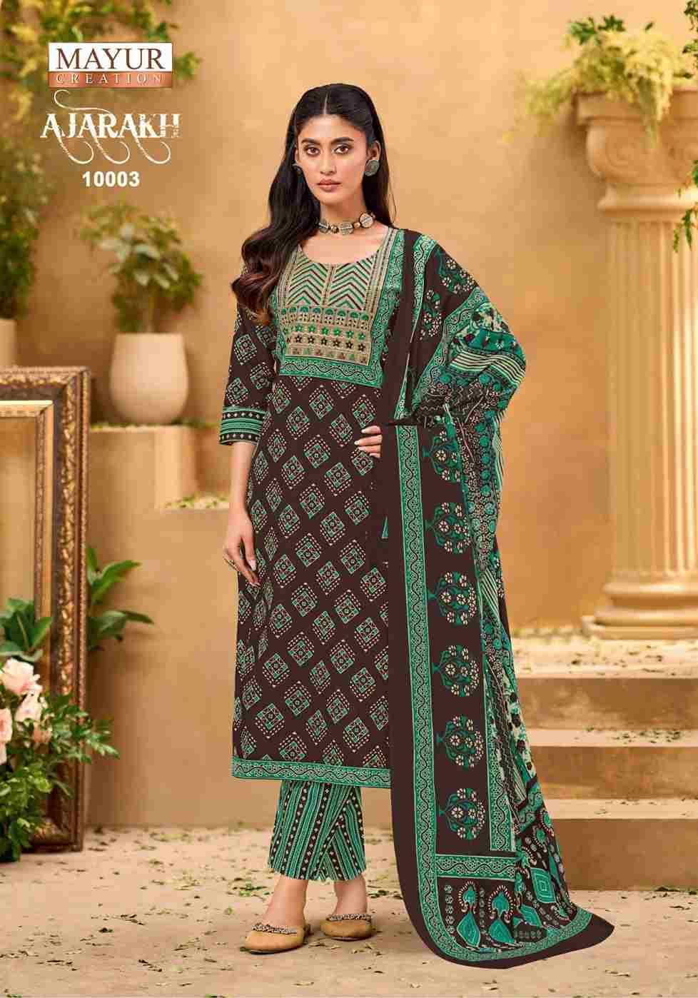 Ajarakh Vol-10 By Mayur Creation 10001 To 10010 Series Beautiful Festive Suits Stylish Fancy Colorful Casual Wear & Ethnic Wear Pure Cotton Print Dresses At Wholesale Price