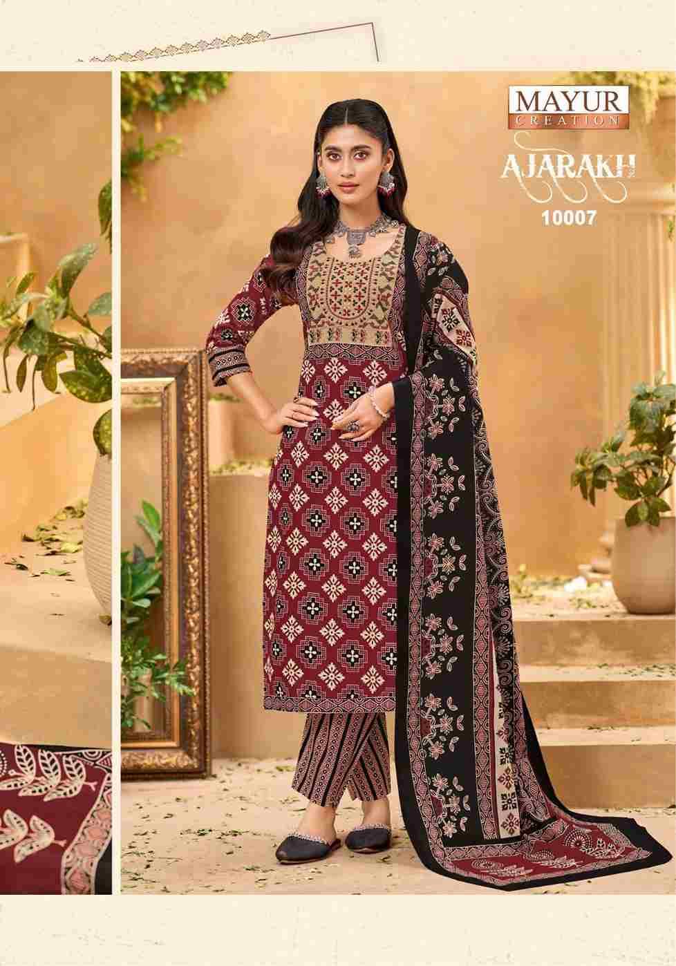 Ajarakh Vol-10 By Mayur Creation 10001 To 10010 Series Beautiful Festive Suits Stylish Fancy Colorful Casual Wear & Ethnic Wear Pure Cotton Print Dresses At Wholesale Price