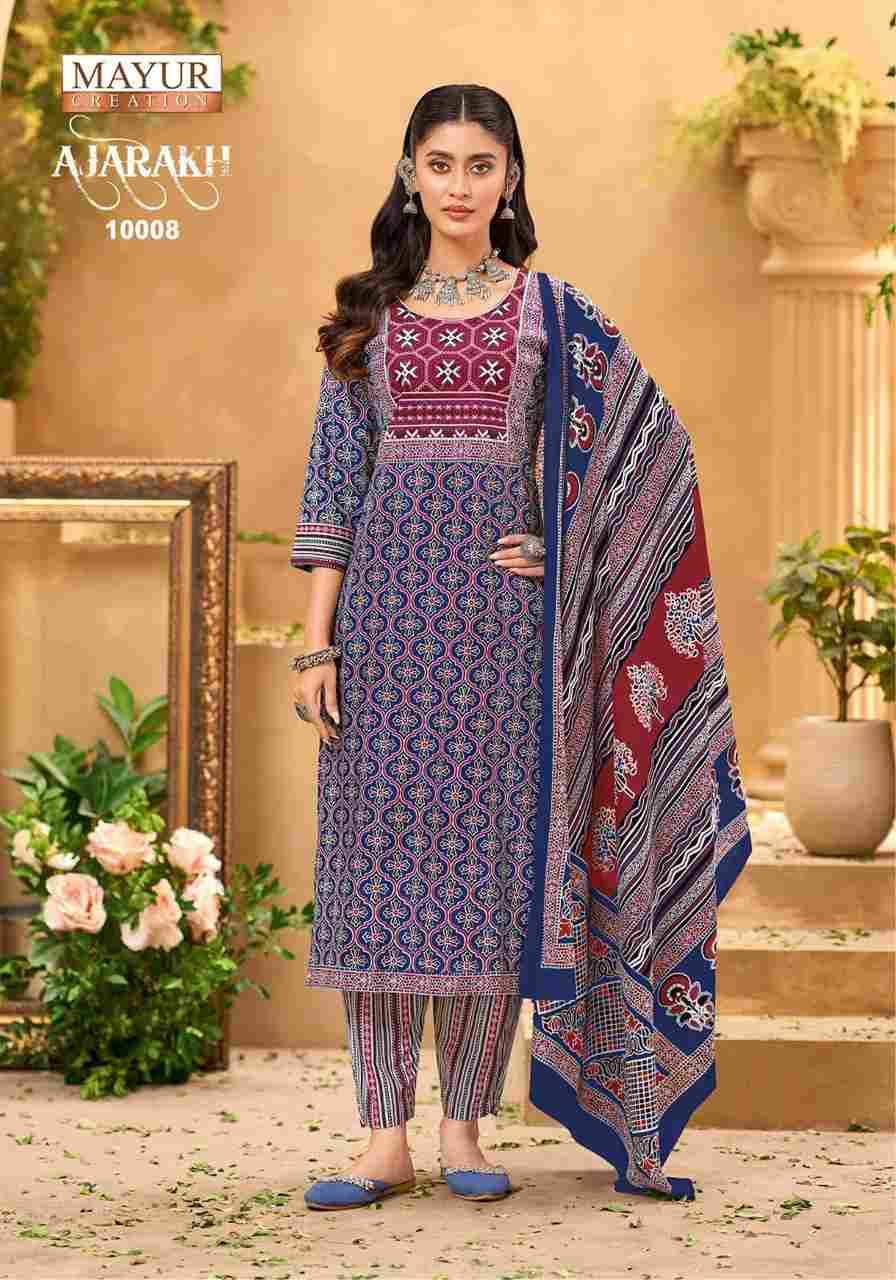 Ajarakh Vol-10 By Mayur Creation 10001 To 10010 Series Beautiful Festive Suits Stylish Fancy Colorful Casual Wear & Ethnic Wear Pure Cotton Print Dresses At Wholesale Price