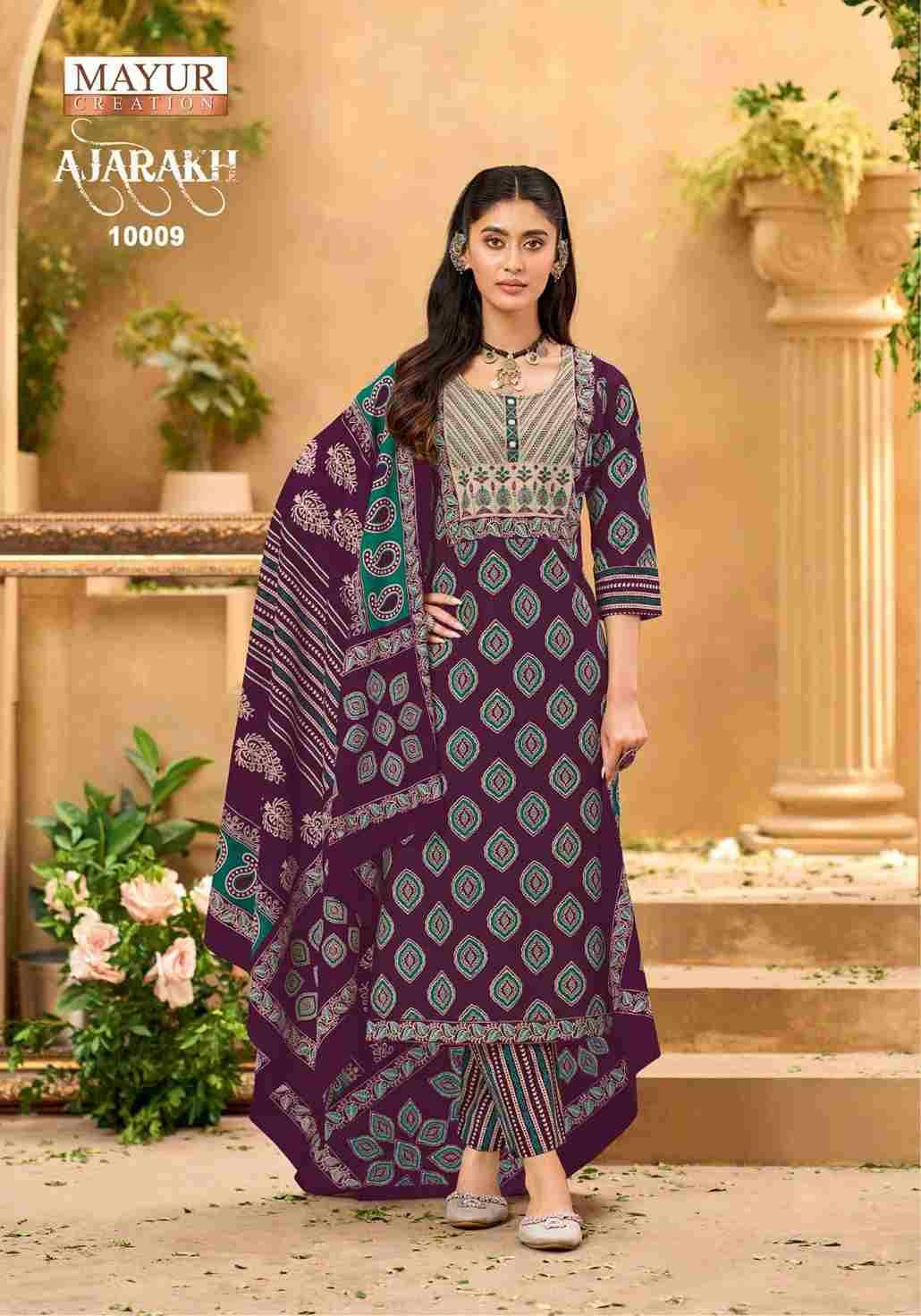 Ajarakh Vol-10 By Mayur Creation 10001 To 10010 Series Beautiful Festive Suits Stylish Fancy Colorful Casual Wear & Ethnic Wear Pure Cotton Print Dresses At Wholesale Price