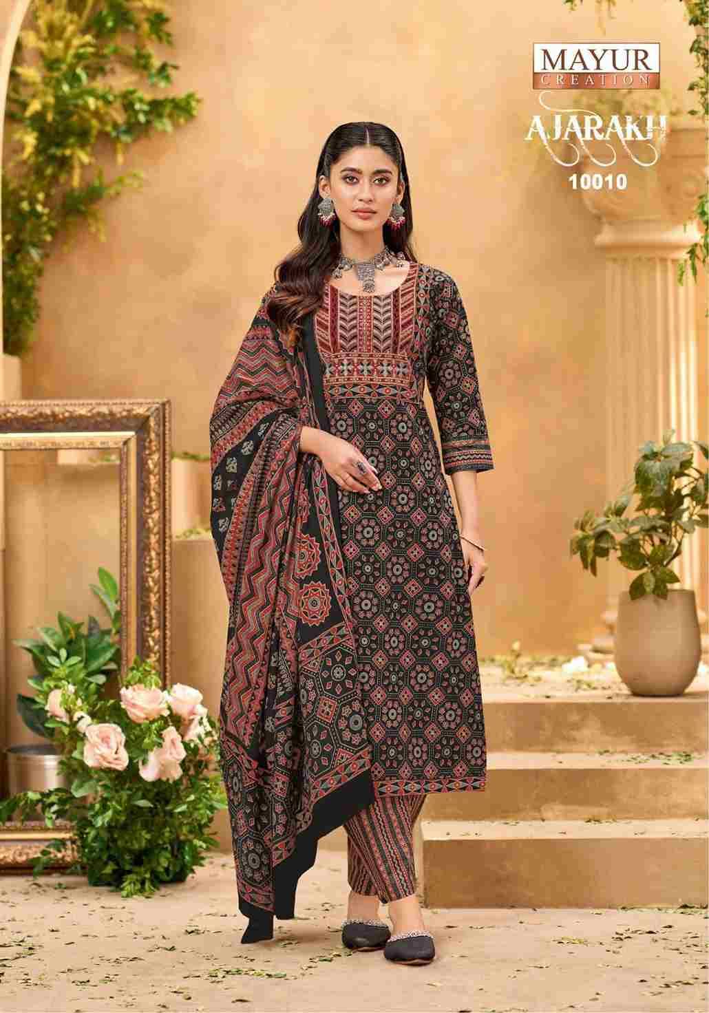Ajarakh Vol-10 By Mayur Creation 10001 To 10010 Series Beautiful Festive Suits Stylish Fancy Colorful Casual Wear & Ethnic Wear Pure Cotton Print Dresses At Wholesale Price