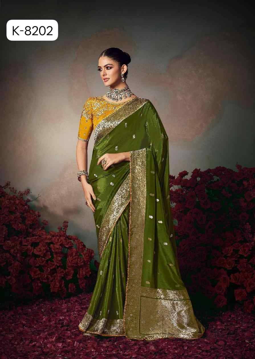 Kamini By Kira 8201 To 8206 Series Indian Traditional Wear Collection Beautiful Stylish Fancy Colorful Party Wear & Occasional Wear Bamber Silk Sarees At Wholesale Price