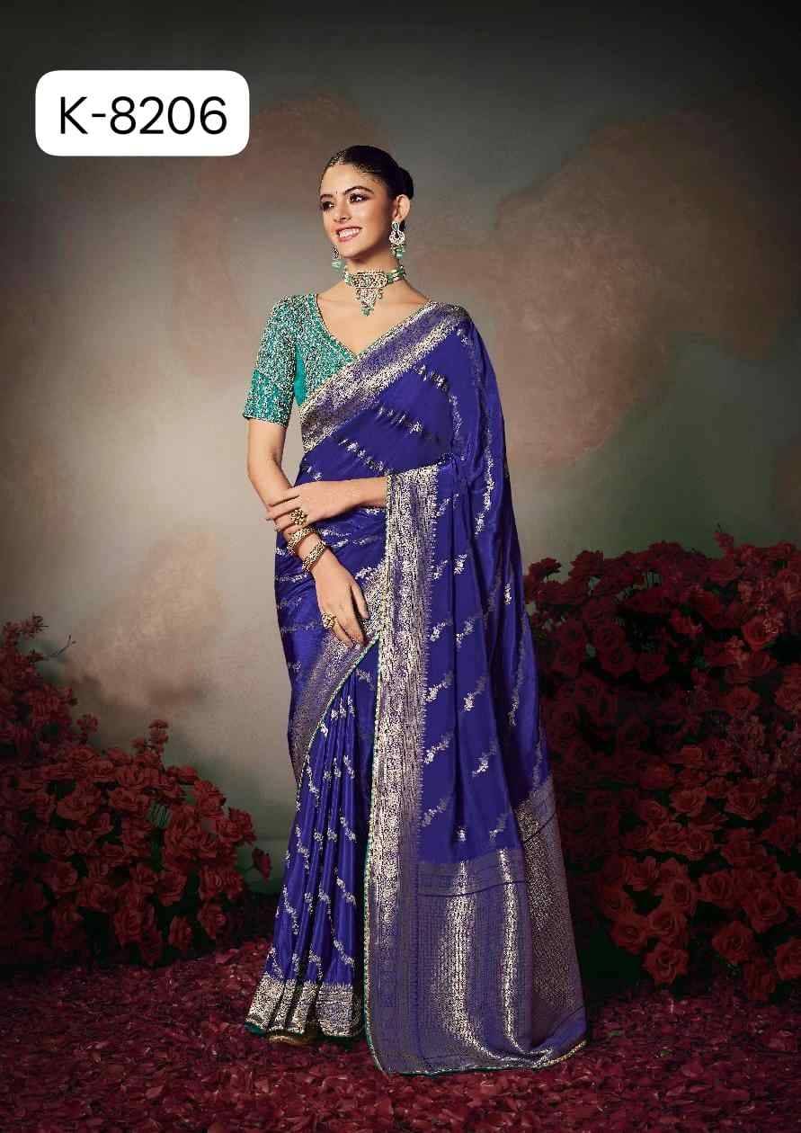Kamini By Kira 8201 To 8206 Series Indian Traditional Wear Collection Beautiful Stylish Fancy Colorful Party Wear & Occasional Wear Bamber Silk Sarees At Wholesale Price