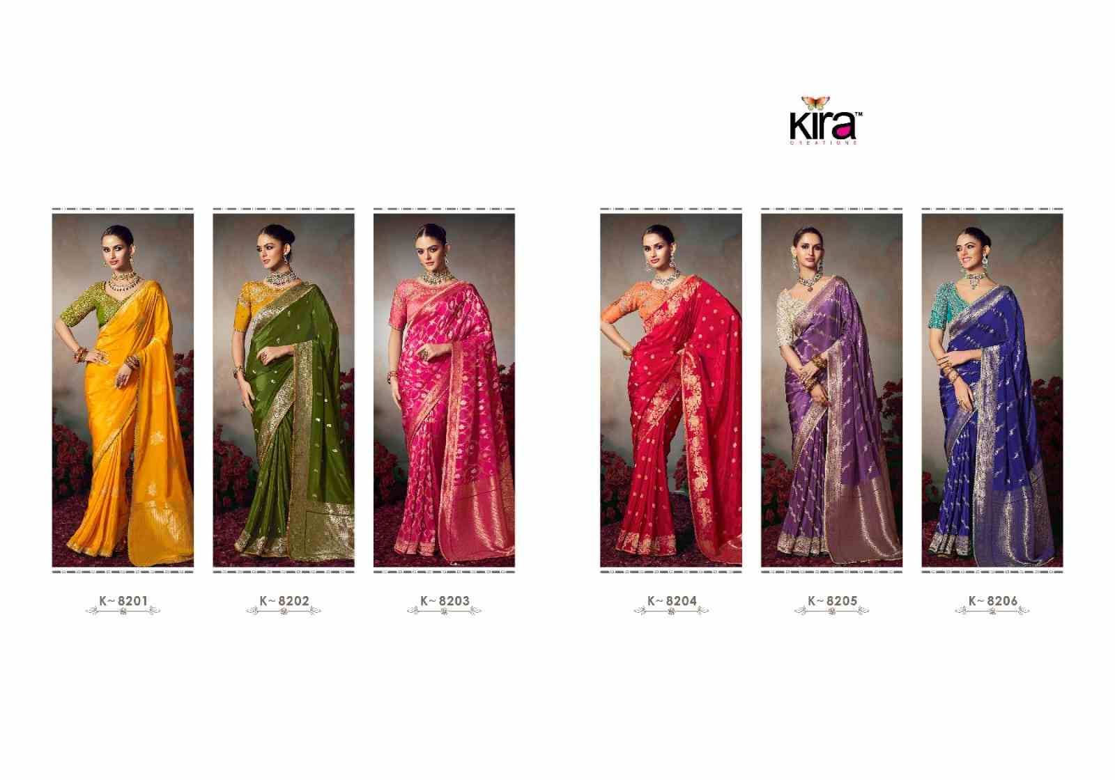 Kamini By Kira 8201 To 8206 Series Indian Traditional Wear Collection Beautiful Stylish Fancy Colorful Party Wear & Occasional Wear Bamber Silk Sarees At Wholesale Price