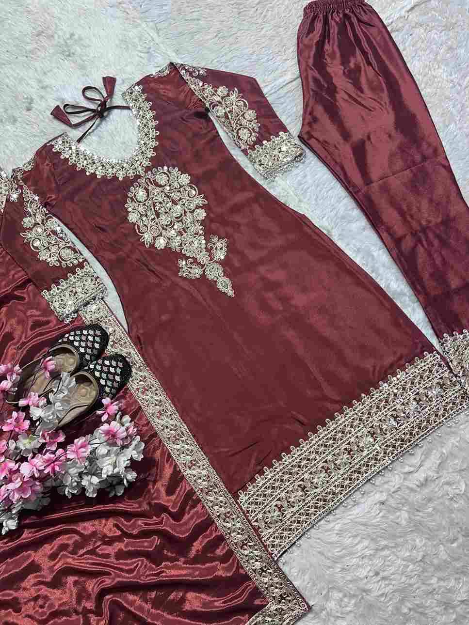 Sf-1147 By Fashid Wholesale Designer Beautiful Collection Occasional Wear & Party Wear Pure Heavy Chinnon Silk Dresses At Wholesale Price