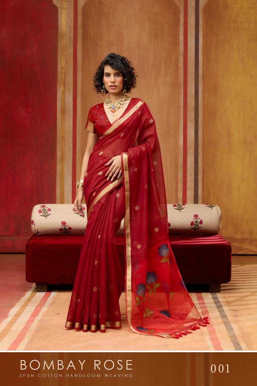Bombay Rose By Raj Tex 001 To 006 Series Indian Traditional Wear Collection Beautiful Stylish Fancy Colorful Party Wear & Occasional Wear Handloom Cotton Sarees At Wholesale Price