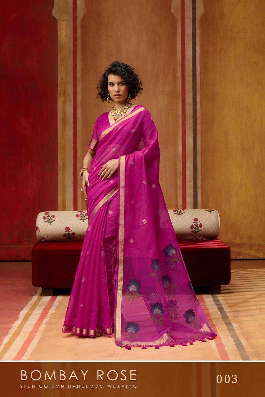 Bombay Rose By Raj Tex 001 To 006 Series Indian Traditional Wear Collection Beautiful Stylish Fancy Colorful Party Wear & Occasional Wear Handloom Cotton Sarees At Wholesale Price