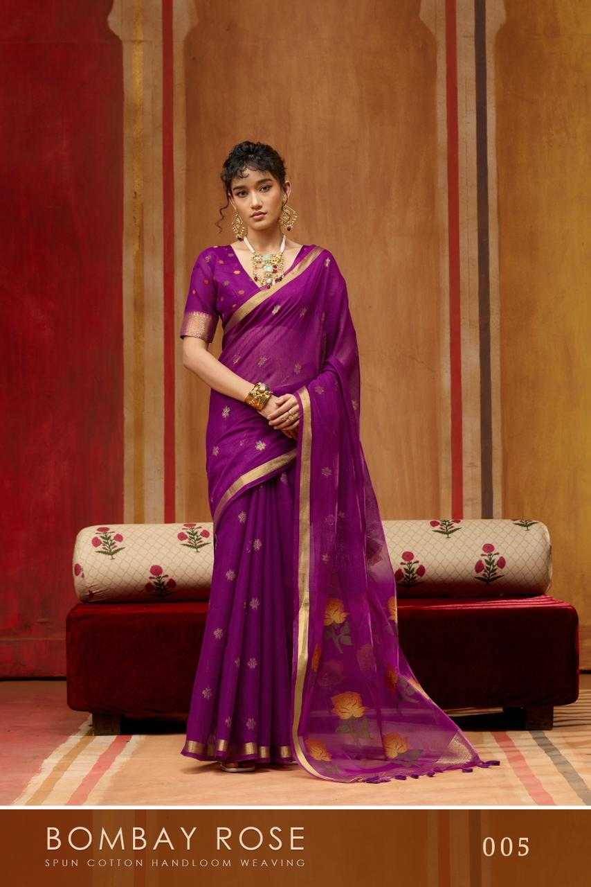 Bombay Rose By Raj Tex 001 To 006 Series Indian Traditional Wear Collection Beautiful Stylish Fancy Colorful Party Wear & Occasional Wear Handloom Cotton Sarees At Wholesale Price