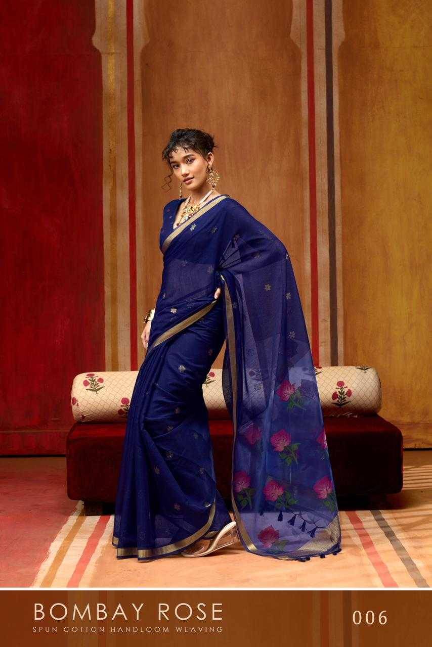 Bombay Rose By Raj Tex 001 To 006 Series Indian Traditional Wear Collection Beautiful Stylish Fancy Colorful Party Wear & Occasional Wear Handloom Cotton Sarees At Wholesale Price