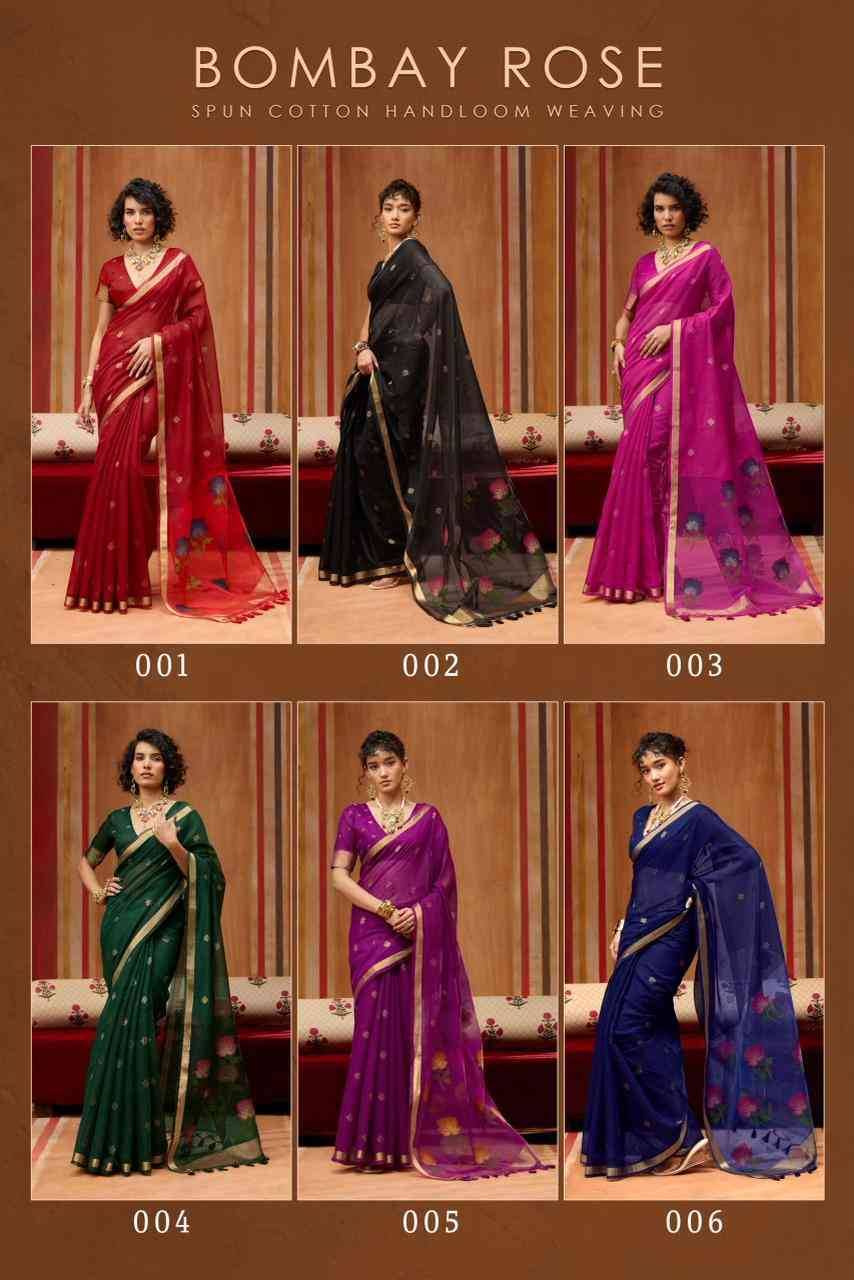 Bombay Rose By Raj Tex 001 To 006 Series Indian Traditional Wear Collection Beautiful Stylish Fancy Colorful Party Wear & Occasional Wear Handloom Cotton Sarees At Wholesale Price